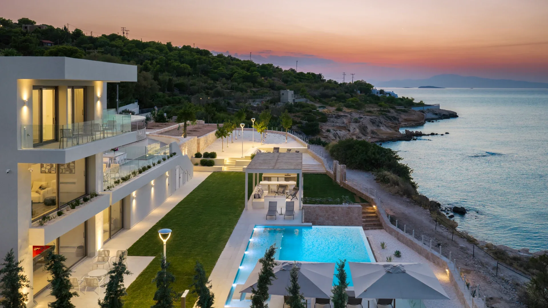 Sea-view lounge terrace at Kyrelia Villa